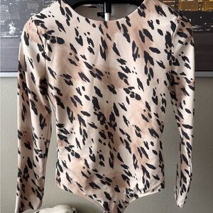 Express Animal Print Long Sleeve Bodysuit